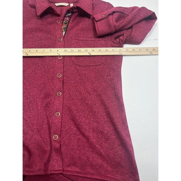 Soft Surroundings Willow Shirt Jacket XS Red Maroon Snap Shacket Aztec Southwest - Picture 8 of 10